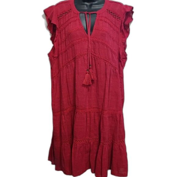 Knox Rose Dresses & Skirts - Knox Rose Dress XXL Reddish Orange Sleeveless with Tassel Tie Bohemian Tiered